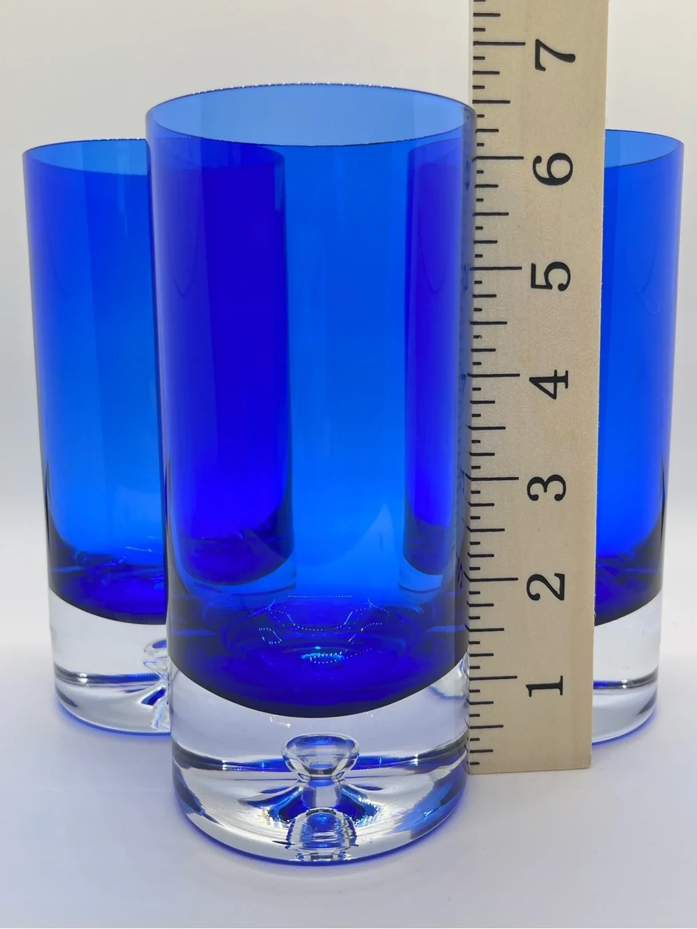 Set/3 Block Crystal Stockholm Cobalt Blue Controlled Bubble Highball Tumblers